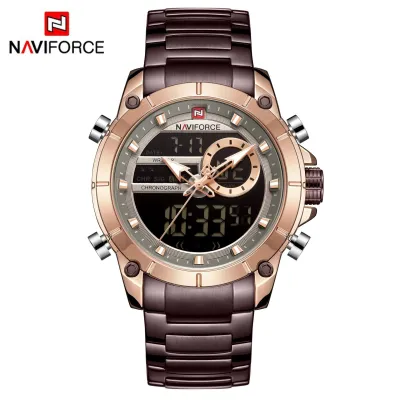 NAVIFORCE NF9163 Luxury Original Sports Men Wristwatch Quartz Steel Waterproof Digital Fashion Male Watch